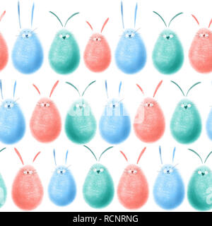 Hand drawn easters egg rabbit pattern pastel Stock Photo