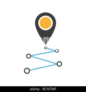 Route location icon. Vector illustration. Simple map markers on the dotted line. Stock Vector