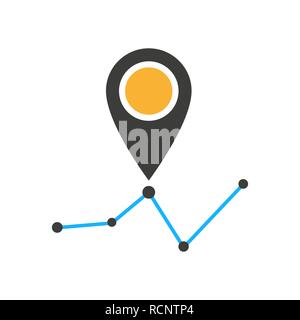 Route location icon. Vector illustration. Simple map markers on the dotted line. Stock Vector
