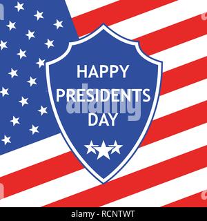 Presidents Day logo in flat design. Vector illustration. Abstract Presidents Day logo on shield Stock Vector