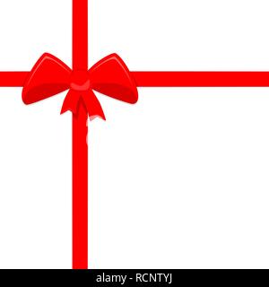 Red bow with ribbons in flat design. Vector illustration. Red bow isolated on white background Stock Vector