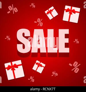 Big Sale abstract red banner with a gift boxes. Vector illustration. Big Sale offer poster Stock Vector