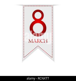 Banner for March 8, International Women's day. Vector illustration. Greeting ribbon for March 8 Stock Vector