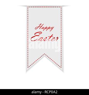 Happy Easter ribbon or label. Vector illustration. Happy Easter, greeting card isolated on white background Stock Vector
