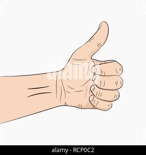 Hand with the thumb lifted up. Vector illustration. Human hand giving ok. Stock Vector
