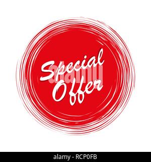 Special offer, a circle in the grunge style. Vector illustration. Sale banner isolated in flat design Stock Vector