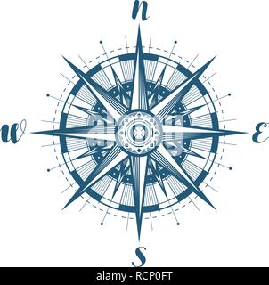 Compass wind rose, sketch. Vintage vector illustration Stock Vector