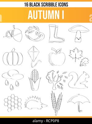 Black pictograms / icons on the fall. This icon set is perfect for creative people and designers who need the theme of autumn nature in its graphic de Stock Vector