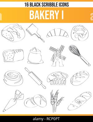 Black pictograms / icons on bakery. This icon set is perfect for creative people and designers who need the issue of bread and bake in their graphic d Stock Vector
