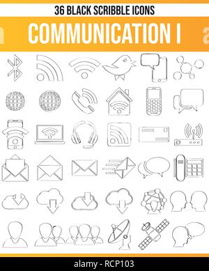 Black pictograms / icons on communication. This icon set is perfect for creative people and designers who need the issue of online communication in th Stock Vector