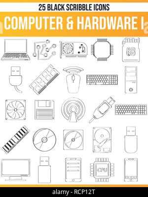 Black pictograms / icons on computer. This icon set is perfect for creative people and designers who need the hardware issue in their graphic designs. Stock Vector