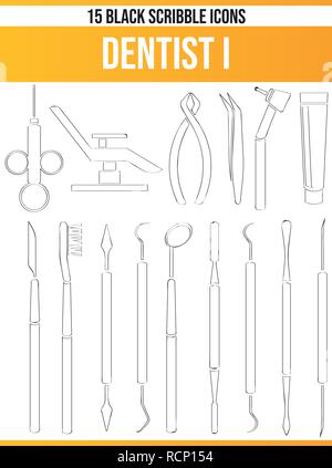 Black pictograms / icons on dentist. This icon set is perfect for creative people and designers who need the subject dentist in their graphic designs. Stock Vector