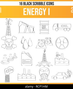 Black pictograms / icons on energy. This icon set is perfect for creative people and designers who need the issue of pollution in their graphic design Stock Vector