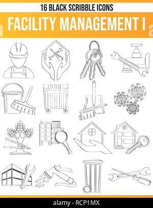 Black pictograms / icons on facility management. This icon set is perfect for creative people and designers who need the subject of trade in their gra Stock Vector