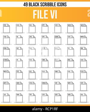 Black pictograms / icons on file extensions. This icon set is perfect for creative people and designers who need the theme file type in their graphic  Stock Vector
