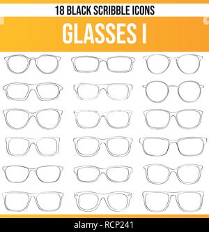 Black pictograms / icons on glasses. This icon set is perfect for creative people and designers who need the topic glasses in their graphic designs. Stock Vector
