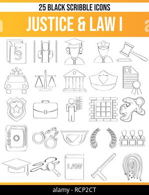 Black pictograms / icons on justice. This icon set is perfect for creative people and designers who need the issue of law in their graphic designs. Stock Vector