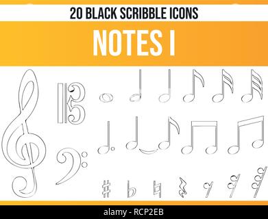 Black pictograms / icons on the subject notes. This icon set is perfect for creative people and designers who need the theme music in their graphic de Stock Vector