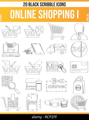 Black pictograms / icons about online shop. This icon set is perfect for creative people and designers who need the theme of shopping in their graphic Stock Vector