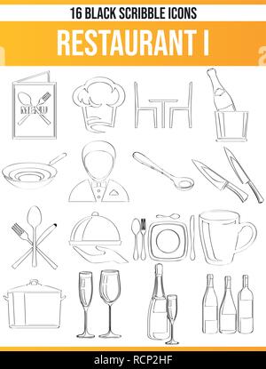 Black pictograms / icons on the restaurant. This icon set is perfect for creative people and designers who need the food theme in their graphic design Stock Vector