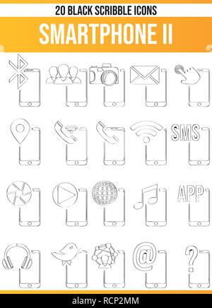 Black pictograms / icons on smartphone. This icon set is perfect for creative people and designers who need the issue of Apps in their graphic designs Stock Vector