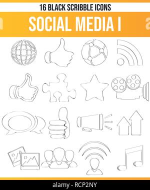 Black pictograms / icons on social media. This icon set is perfect for creative people and designers who need the social media in their graphic design Stock Vector