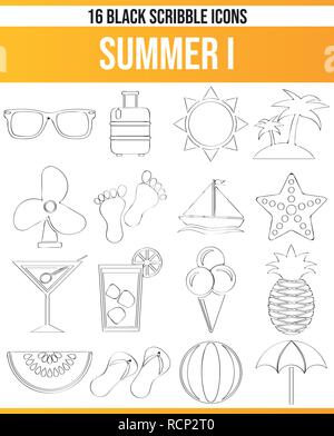 Black pictograms / icons on summer. This icon set is perfect for creative people and designers who need the theme of summer in their graphic designs. Stock Vector