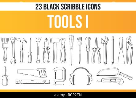 Black pictograms / icons on tool. This icon set is perfect for creative people and designers who need the subject craftsmen in their graphic designs. Stock Vector