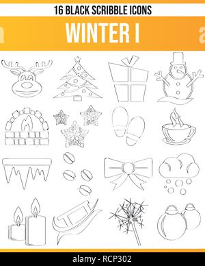 Black pictograms / icons on the winter. This icon set is perfect for creative people and designers who need the Christmas theme in their graphic desig Stock Vector