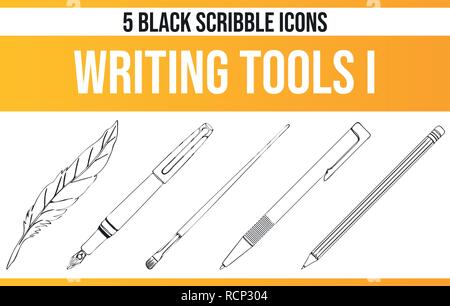 Black pictograms / icons on writing. This icon set is perfect for creative people and designers who need the theme of poetry in their graphic designs. Stock Vector