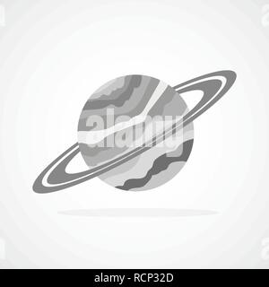 Gray planet icon in flat design. Vector illustration. Space planet isolated. Stock Vector