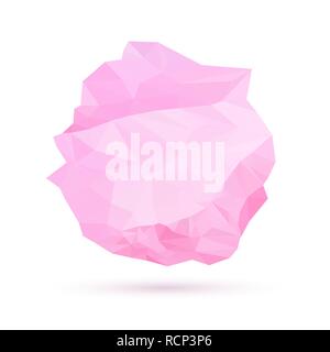 Abstract low poly rounded shape. Vector illustration. Pink low poly label, isolated Stock Vector
