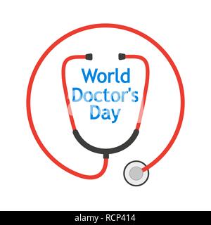 World Doctor's Day, logo with stethoscope in a flat design. Vector illustration. Stock Vector