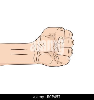 A pop art cartoon fist in flat design. Vector illustration. Pop art fist, isolated on white background Stock Vector