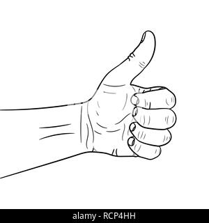 Hand with the thumb lifted up. Vector illustration. Human hand icon giving ok. Stock Vector
