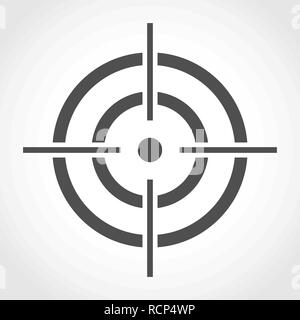 Aim icon in flat design. Vector illustration. Gray aim sign on light background Stock Vector