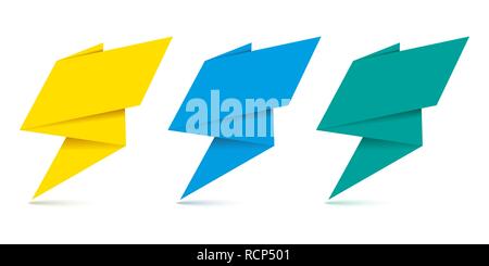 Set of abstract origami speech bubbles. Vector illustration. Paper speech bubbles isolated Stock Vector
