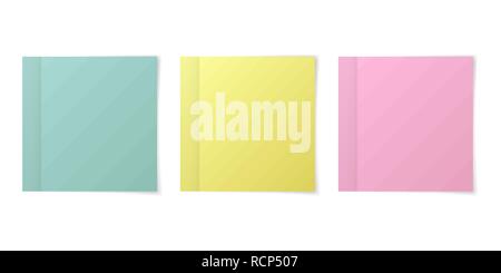 Set of colored note stickers. Vector illustration. Paper stickers isolated Stock Vector