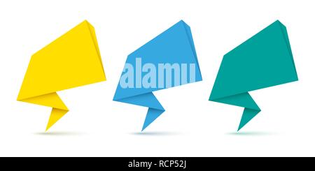 Set of abstract origami speech bubbles. Vector illustration. Paper speech bubbles isolated Stock Vector