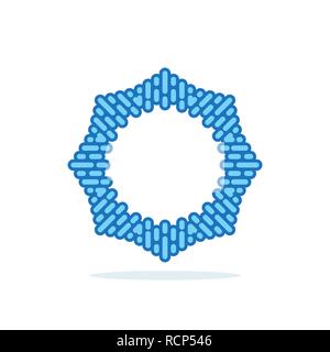 Abstract star logo template in flat design. Vector illustration. Blue circle logo, isolated Stock Vector