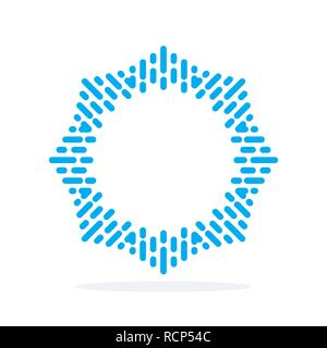 Abstract star logo template in flat design. Vector illustration. Blue circle logo, isolated Stock Vector