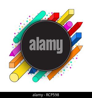 Abstract modern geometric background. Vector illustration. Colorful celebration background with round paper label Stock Vector
