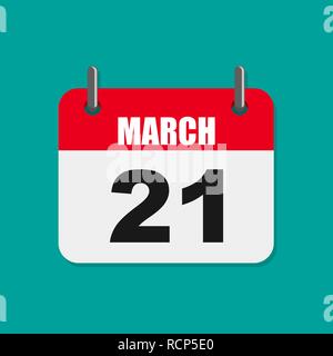 Calendar of world Down Syndrome day. Vector illustration. Calendar for March 21 in flat design. Stock Vector