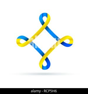 Abstract symbol of world Down Syndrome day. Vector illustration. 21 March logo. Colored ribbons isolated. Stock Vector