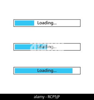 Set of loading bar element icons. Vector illustration. Download sign in flat design, isolated. Stock Vector