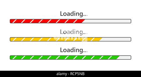 Set of loading bar element icons. Vector illustration. Download sign in flat design, isolated. Stock Vector