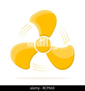 Yellow fan icon in flat design. Vector illustration. Creative graphic design logo element, isolated on white background Stock Vector