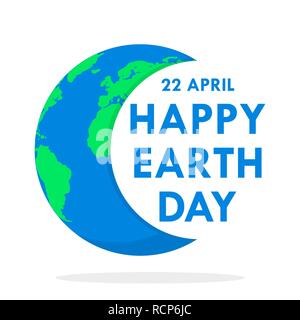 World Earth Day poster with Earth globe and lettering. Vector illustration. Ecology concept, poster in flat design Stock Vector