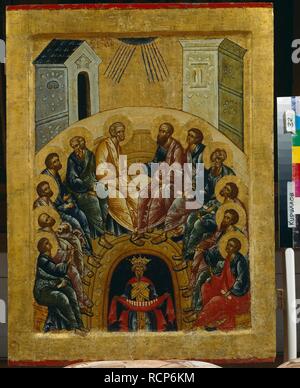 The Descent of the Holy Spirit. Museum: State Open-air Museum Kirillo-Belozersky Monastery. Author: Russian icon. Stock Photo