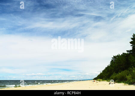 Landscape with stratocumulus clouds on the sky over the Baltic sea beach. Stegna, Pomerania, Poland. Stock Photo